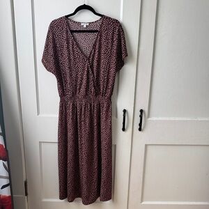 Reitmans Brown Dot-Print Midi Dress